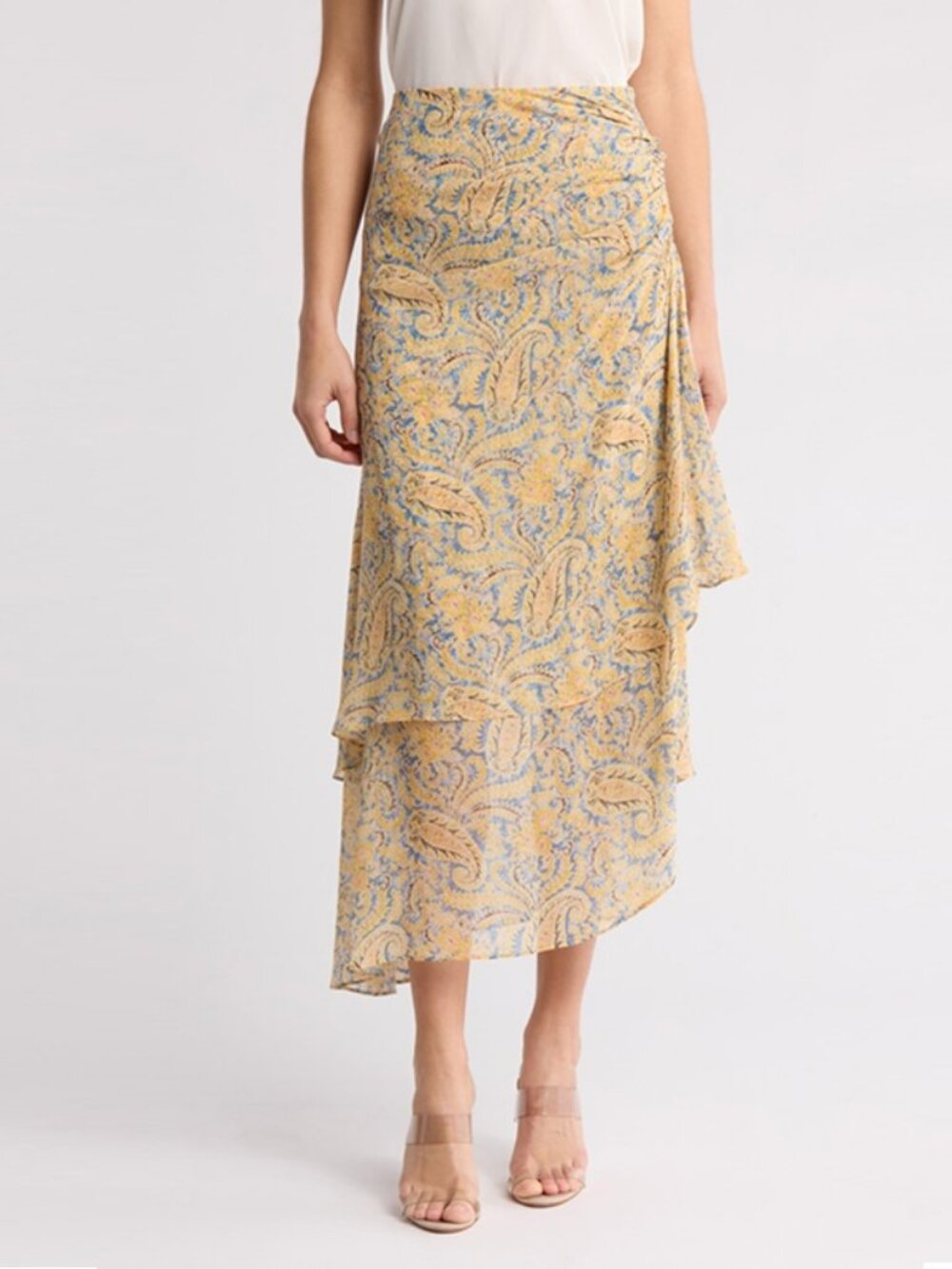 Veronica Beard Sira Ruffle Ruched Silk Skirt